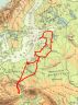 Mapa s erven vyznaenou trasou cel cesty